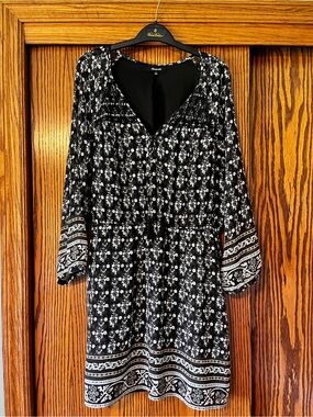 Madewell Black & White Long Sleeve Printed Tunic Dress